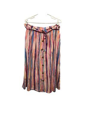 Terra and Sky Skirt Womens Size OX 14W Colorful Button Front A Line Boho NEW